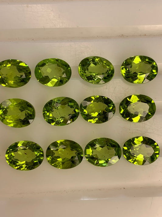 12 Pieces Oval Peridot Stones I Green Gemstone