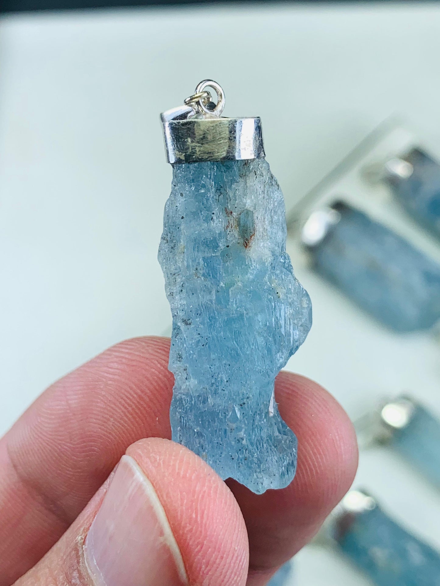 Natural Aquamarine Crystal Pendants - Gemstones Jewelry- Blue