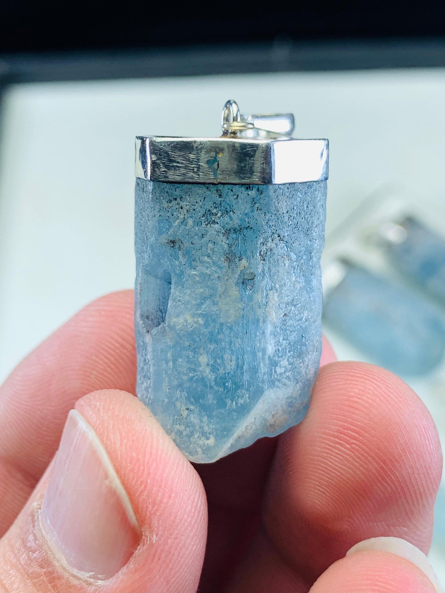 Natural Aquamarine Crystal Pendants - Gemstones Jewelry- Blue