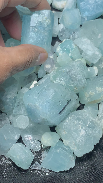 Natural Aquamarine From Shiger Pakistan Rough Gemstones| Lapidary Raw Crystals