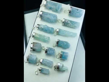 Natural Aquamarine Crystal Pendants - Gemstones Jewelry- Blue